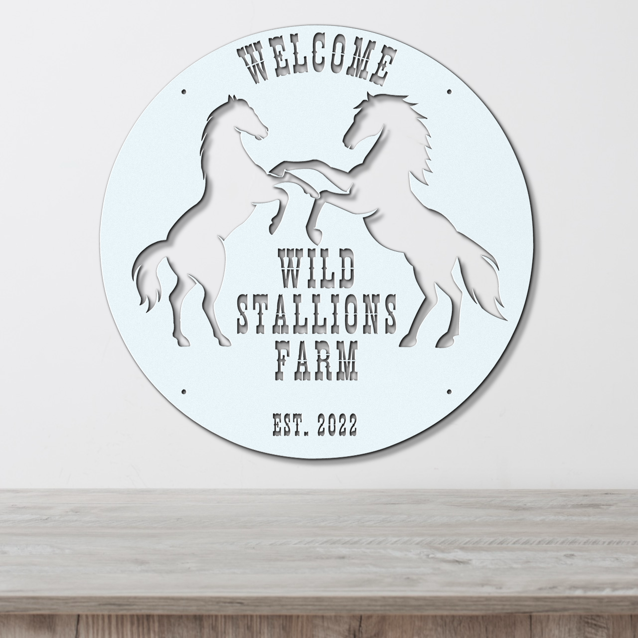 Personalized Horse Ranch Round Metal Sign,
