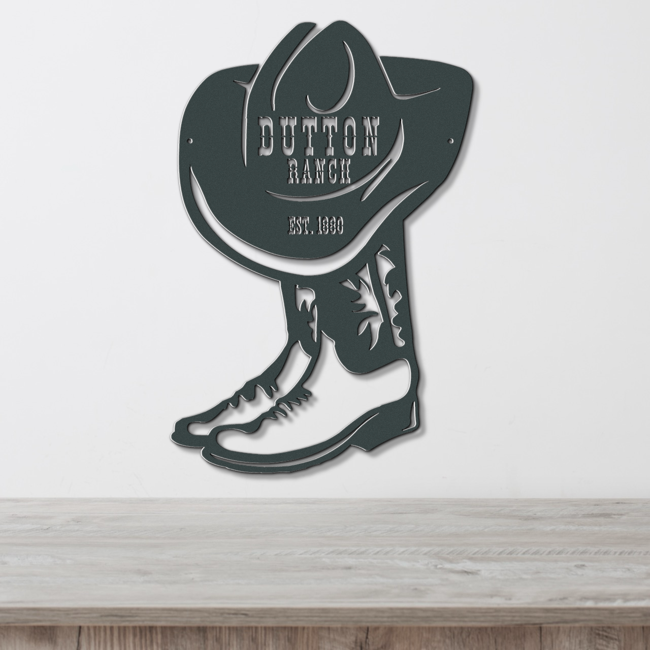 Personalized Cowboy Boot Metal Wall Sign, Custom Ranch Name Decor, Farmhouse Style Western Outdoor Art, Family Est Sign