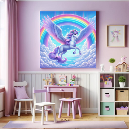Alicorn Rainbow Canvas Wall Art