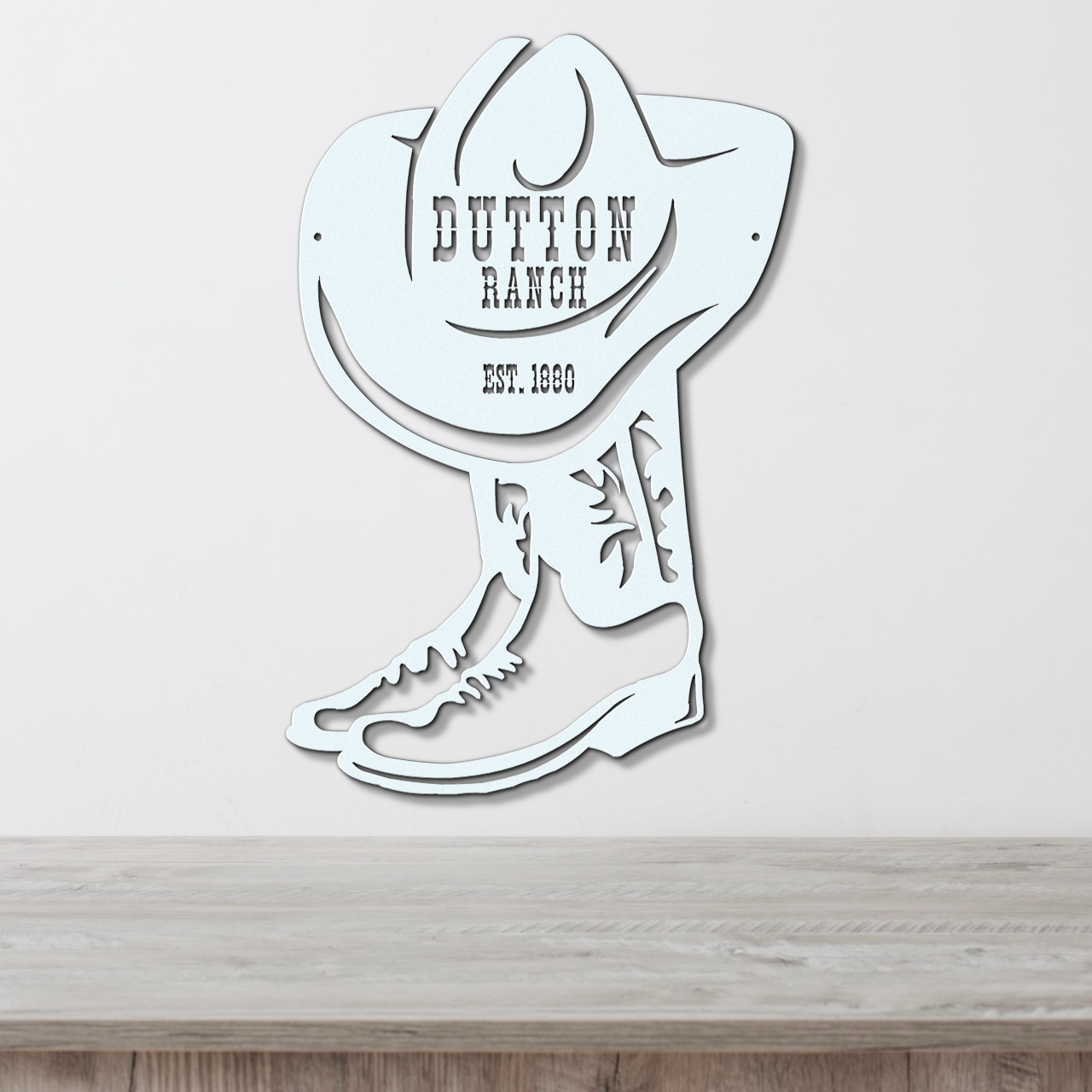 Personalized Cowboy Boot Metal Wall Sign, Custom Ranch Name Decor, Farmhouse Style Western Outdoor Art, Family Est Sign