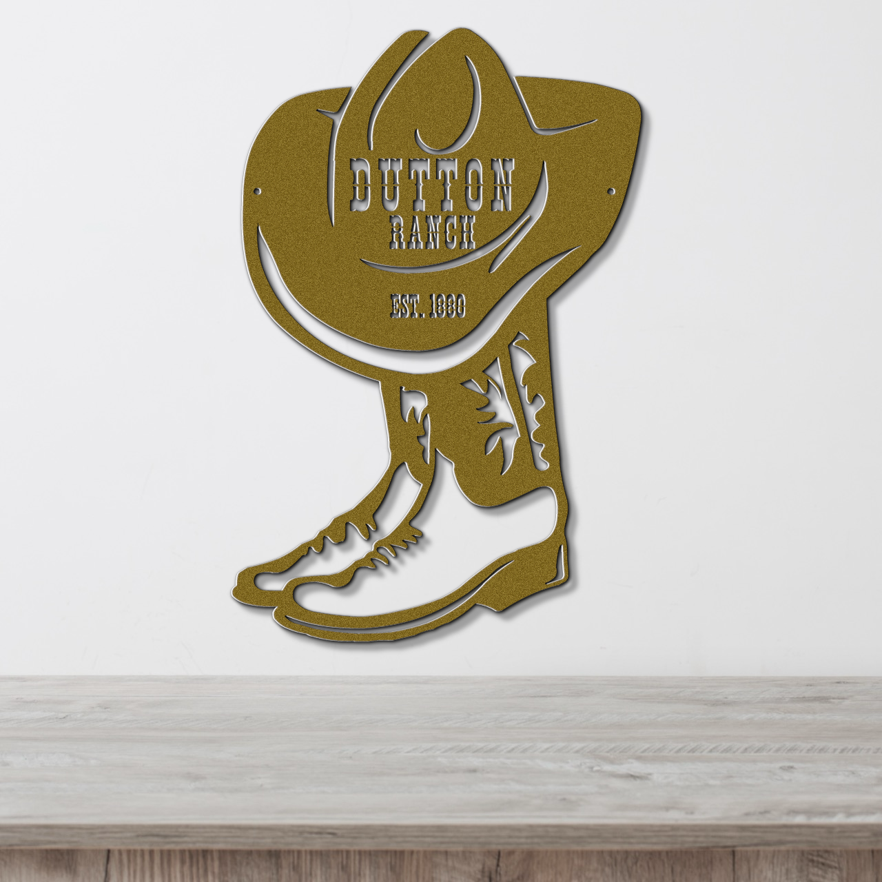 Personalized Cowboy Boot Metal Wall Sign, Custom Ranch Name Decor, Farmhouse Style Western Outdoor Art, Family Est Sign