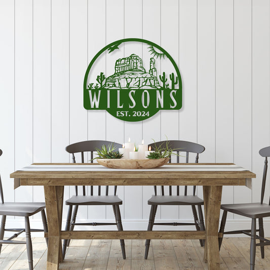 Personalized Family Name Sign, Southwestern Metal Wall Decor