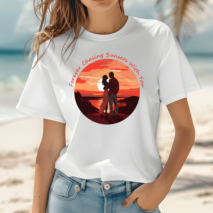 Chasing Sunsets With You T-shirt, Unisex, Matching Couple Vacation, Romantic Newlyweds, His and Hers Cruise Vacay Tee, Family Beach Trip