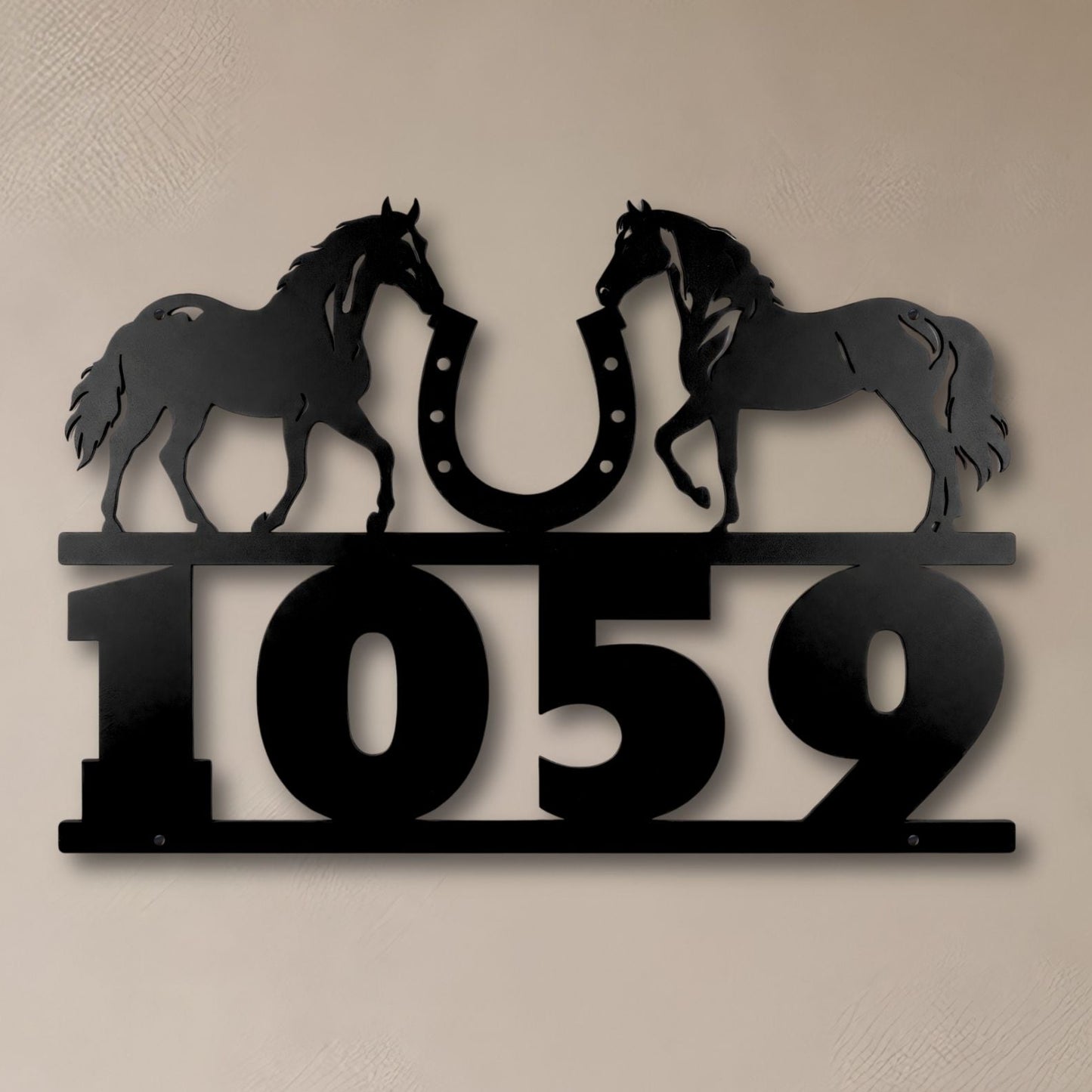 Personalized Horse Ranch Address Sign, Custom Metal Address Sign Matte Black, Equestrian House Numbers Plaque, Farmhouse Outdoor Decor