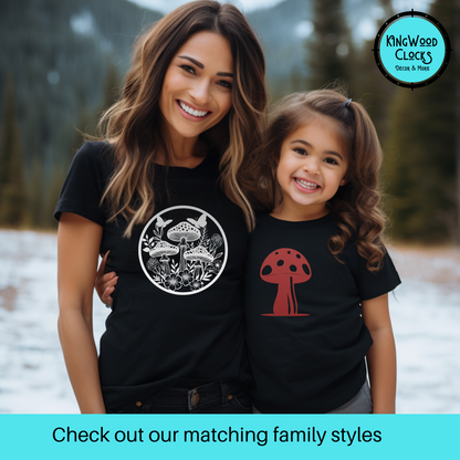 My Mushroom T-Shirt, Unisex Youth Size, Matching Family Apparel, Nature Theme Girls Outfits, Twin Mom & Daughter Clothing, Retro Garden Tee mom and daughter twinning 