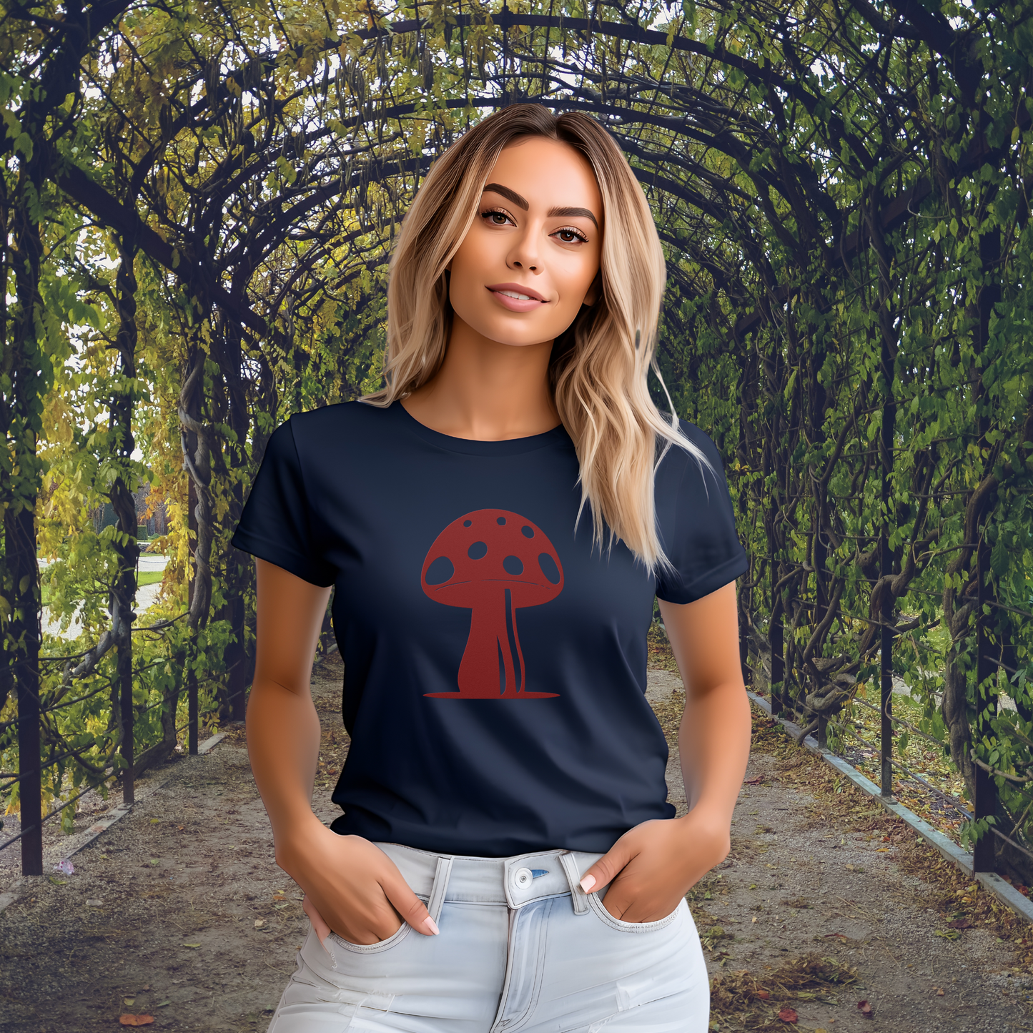 My Mushroom T-Shirt, Unisex Tee For Fungi Lovers, Psychedelic Toadstool Apparel, Red Magic Fungus, Botanical Garden Nerd, Cottagecore Gift navy