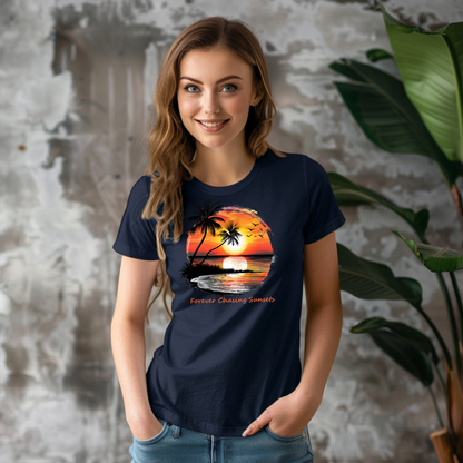 Chasing Sunsets T-shirt, Unisex, Beachy Summertime Vibes, Orange Sunset Rays, Matching Family Tees, Twin Girls Vacation Outfit, Gift For Her