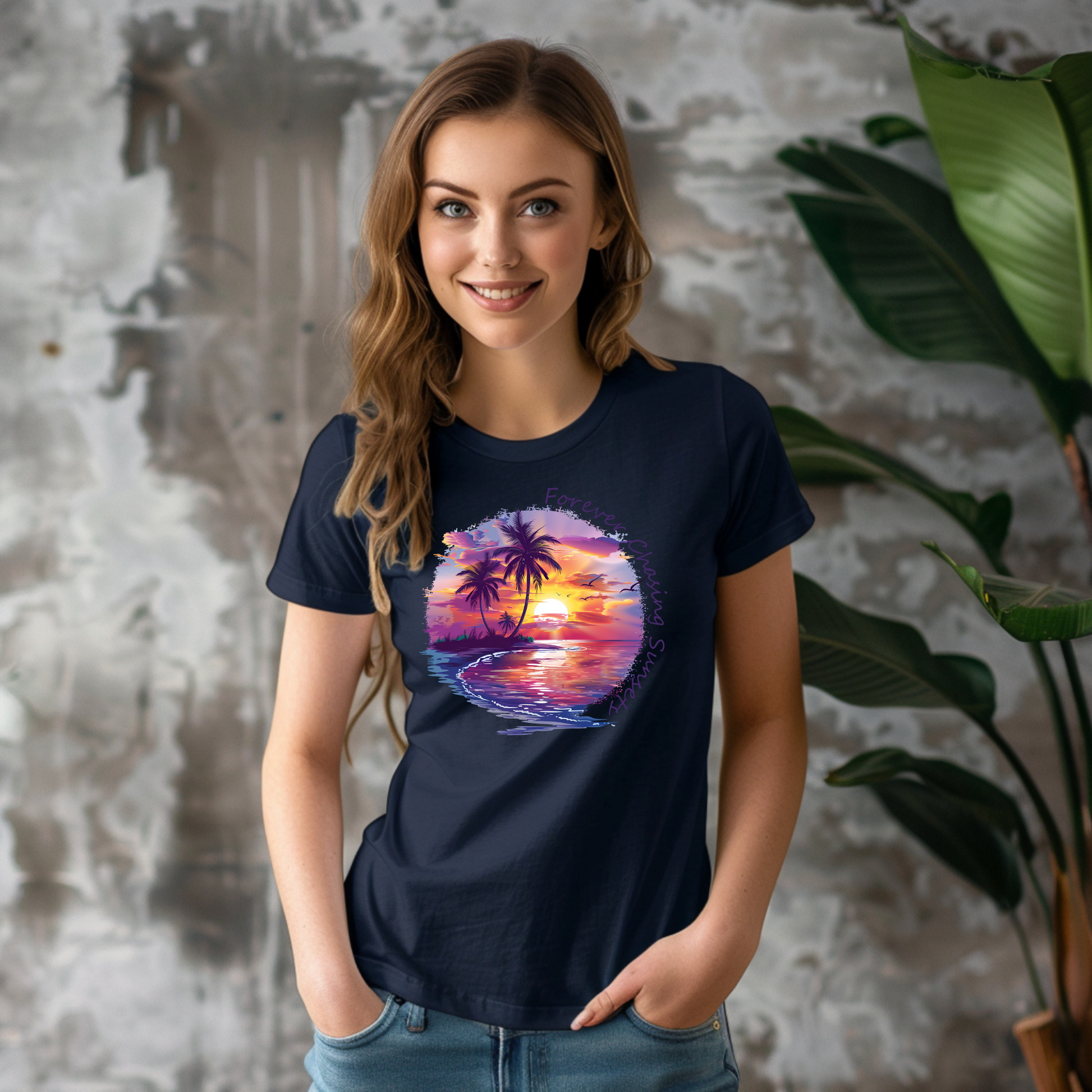 Chasing Sunsets T-shirt, Unisex, Beachy Summertime Vibes, Purple Sunset Rays, Matching Family Tees, Girls Vacation Outfit, Isle Gift For Her