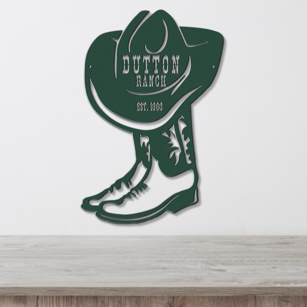 Personalized Cowboy Boot Metal Wall Sign, Custom Ranch Name Decor, Farmhouse Style Western Outdoor Art, Family Est Sign