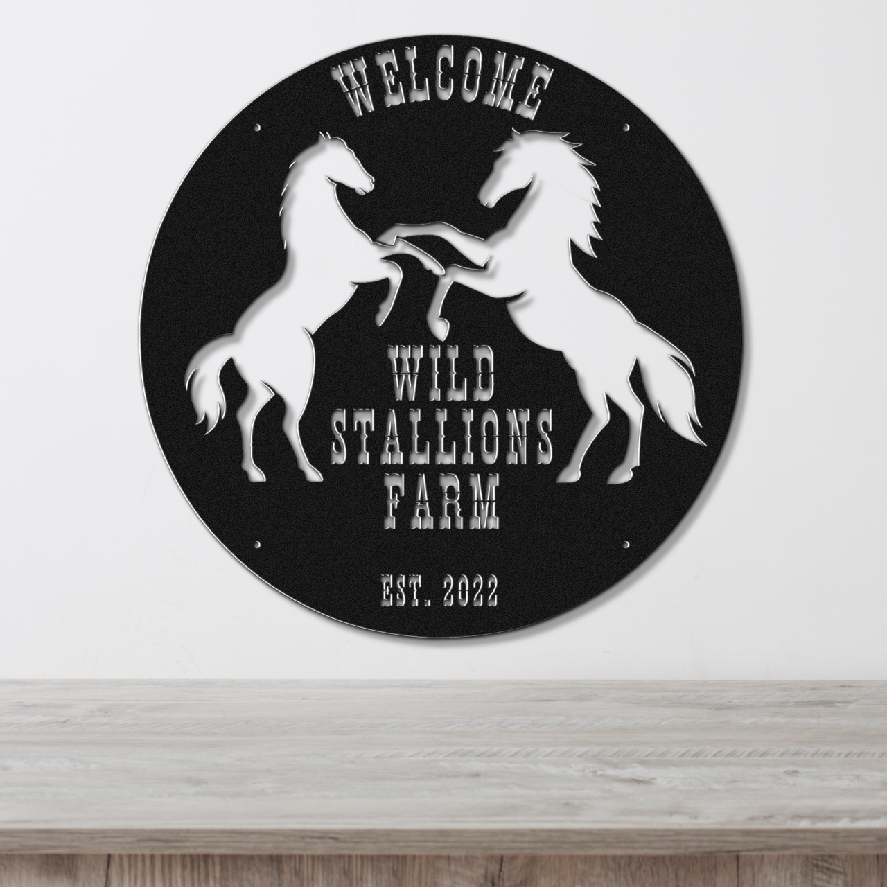 Personalized Horse Ranch Round Metal Sign,