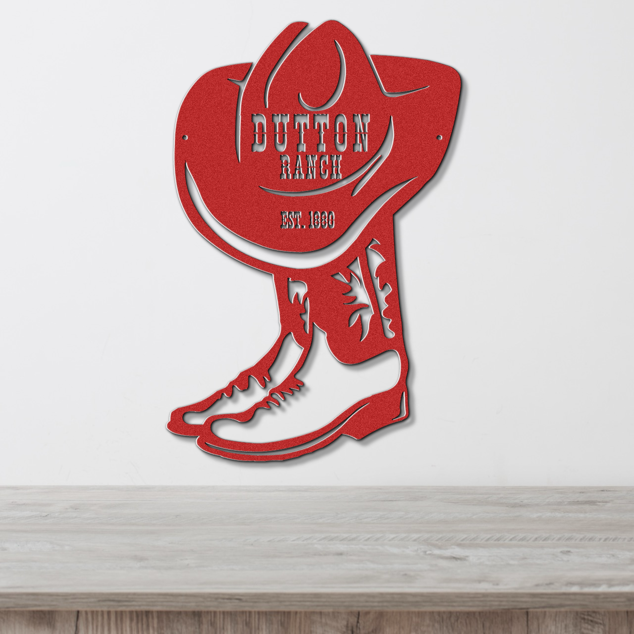 Personalized Cowboy Boot Metal Wall Sign, Custom Ranch Name Decor, Farmhouse Style Western Outdoor Art, Family Est Sign