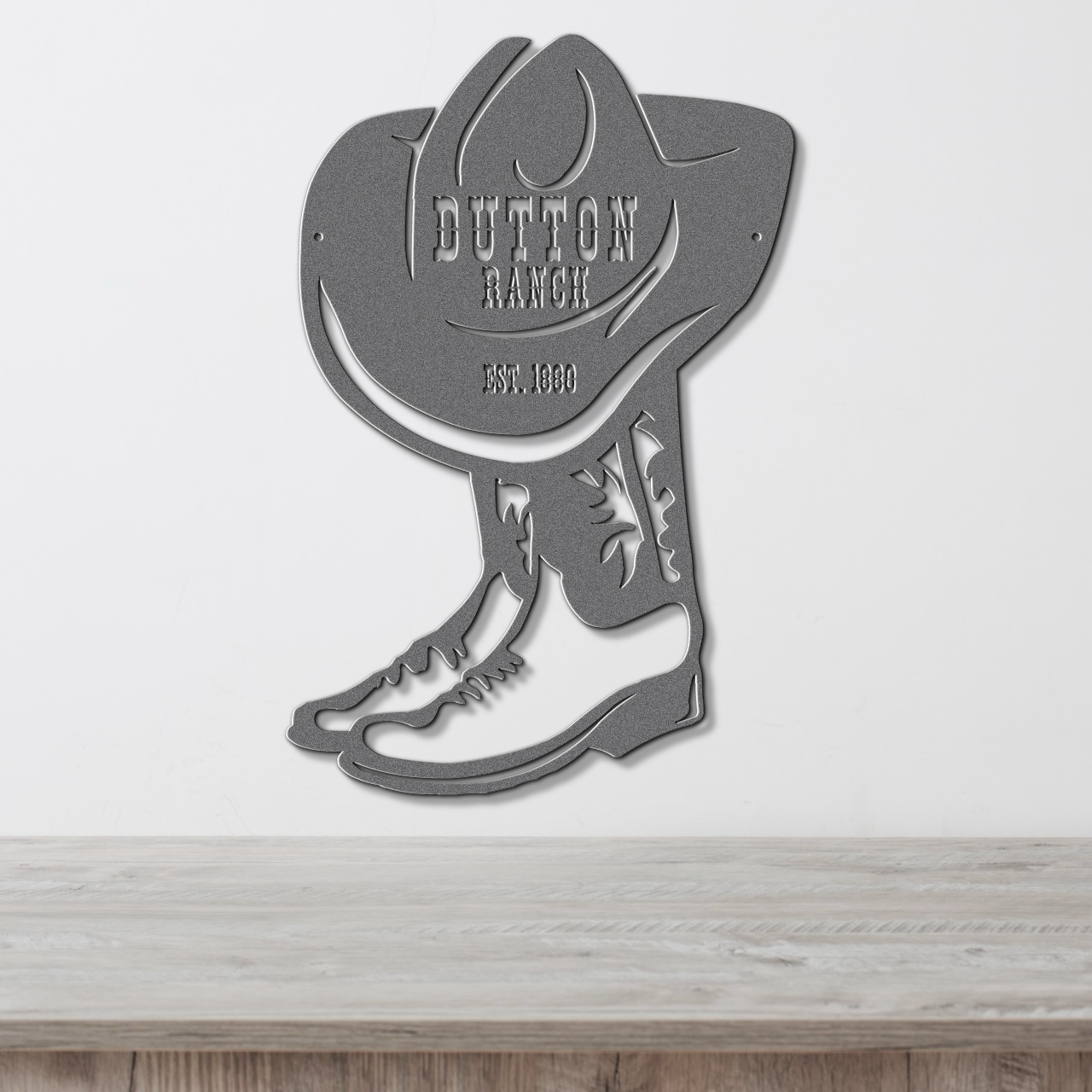 Personalized Cowboy Boot Metal Wall Sign, Custom Ranch Name Decor, Farmhouse Style Western Outdoor Art, Family Est Sign