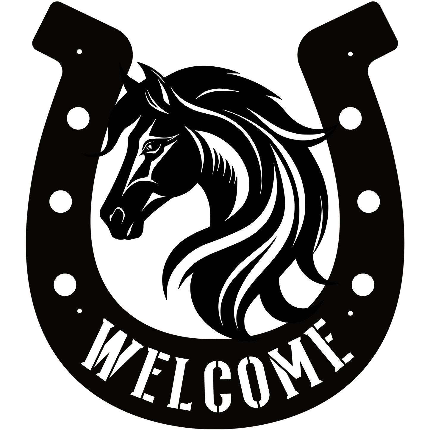 Personalized Horse Head in Horseshoe Metal Sign