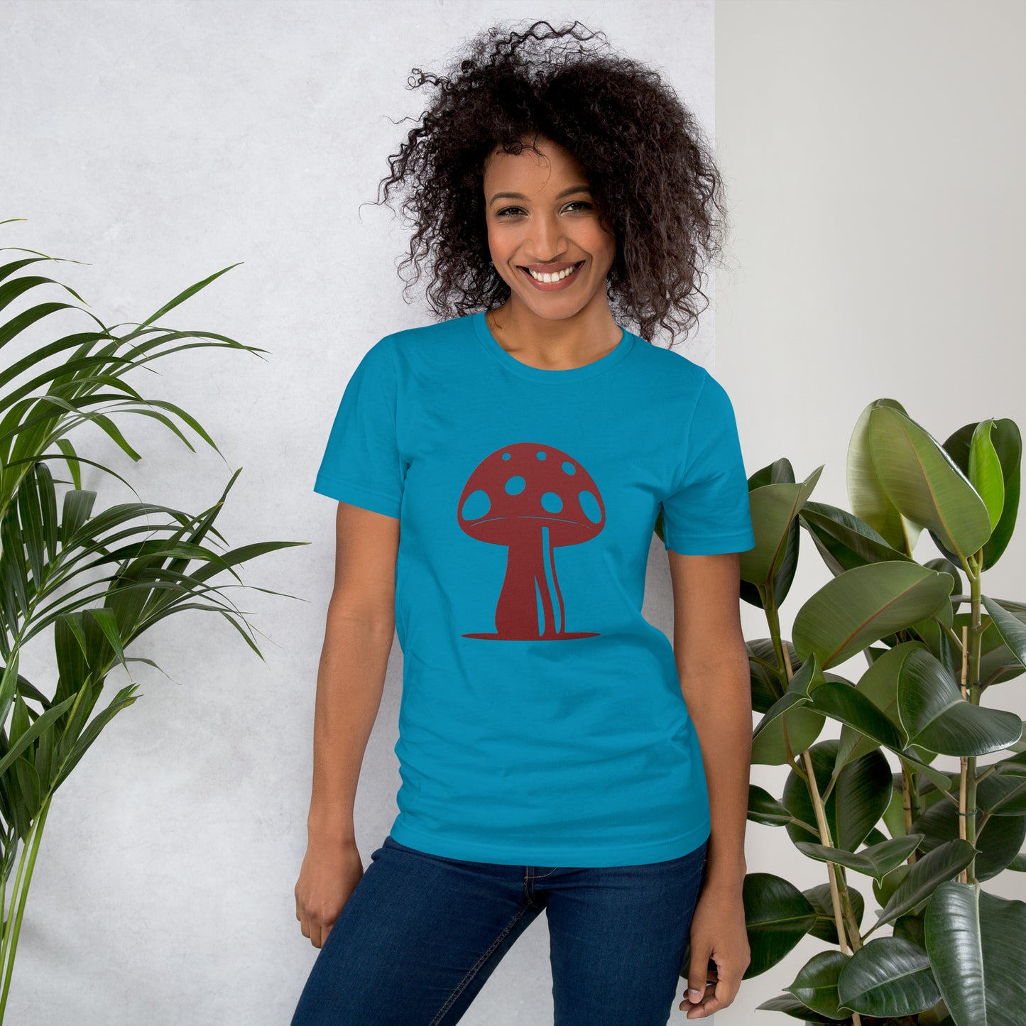 My Mushroom T-Shirt, Unisex Tee For Fungi Lovers, Psychedelic Toadstool Apparel, Red Magic Fungus, Botanical Garden Nerd, Cottagecore Gift aqua