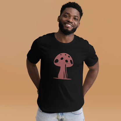My Mushroom T-Shirt, Unisex Tee For Fungi Lovers, Psychedelic Toadstool Apparel, Red Magic Fungus, Botanical Garden Nerd, Cottagecore Gift black on man