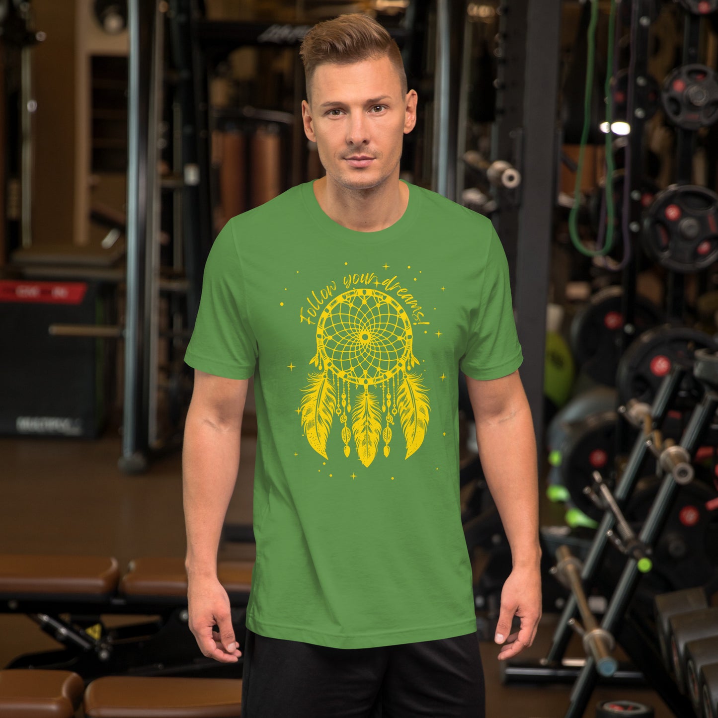 Starry Dreamcatcher T-Shirt, Unisex, Native American Style, Follow Your Dreams, Boho Apparel, Girls Outfits, Womens TShirts, For Her Gifts man in leaf green