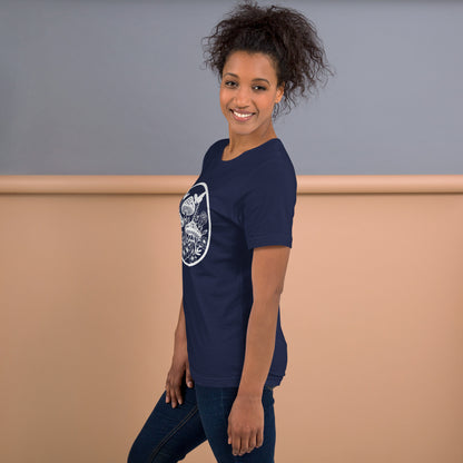 Mushroom Garden T-Shirt navy blue on girl