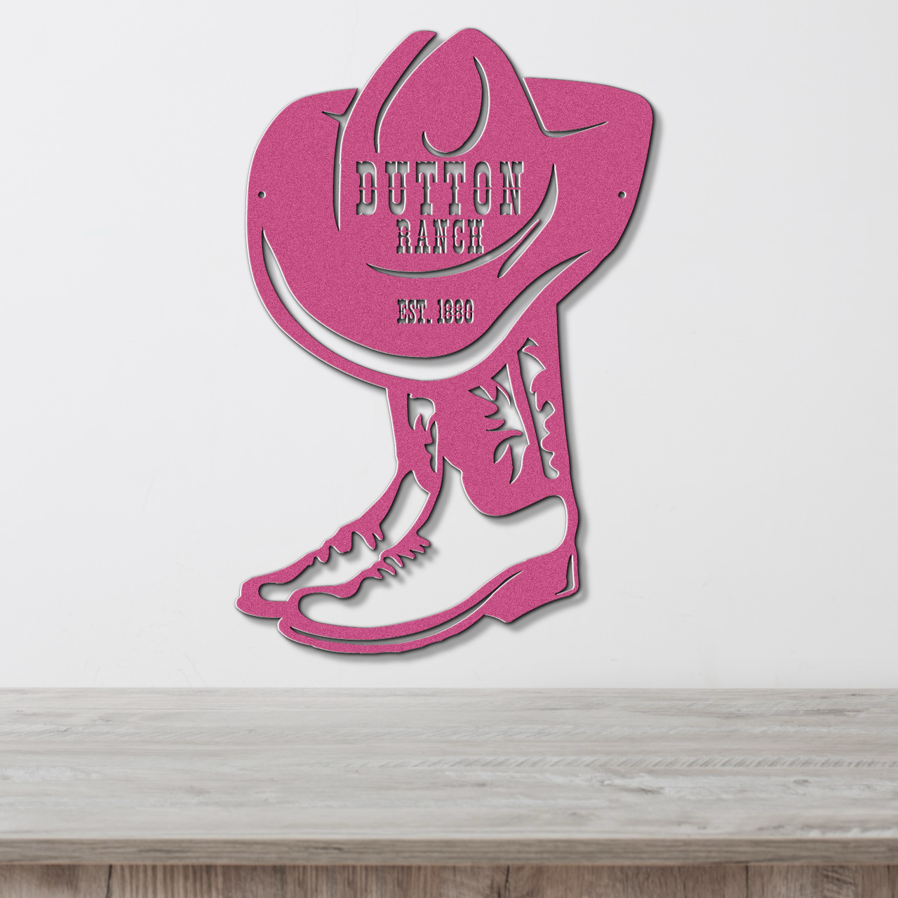 Personalized Cowboy Boot Metal Wall Sign, Custom Ranch Name Decor, Farmhouse Style Western Outdoor Art, Family Est Sign