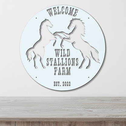 Personalized Horse Ranch Round Metal Sign,