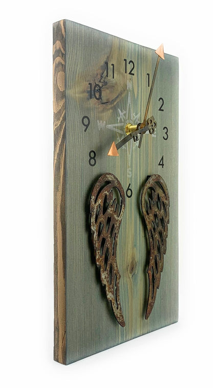 SOLD - KingWood Wood & Metal Wall Clock "The Key To Angels"