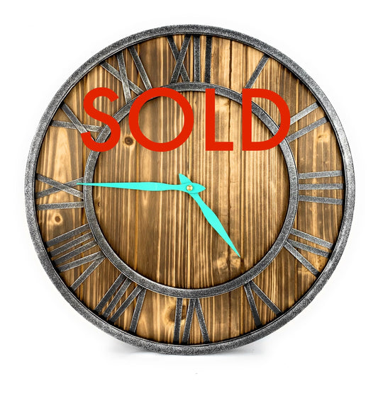 Round Wood & Metal Wall Clock