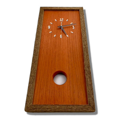 SOLD - KingWood Cedar Pendulum Wall Clock In Orange & White