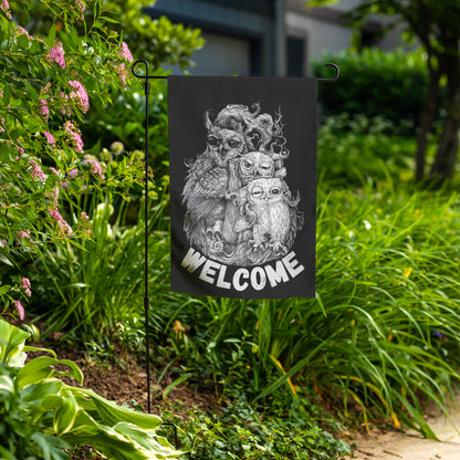 KingWood Owls Welcome Garden Banner in garden
