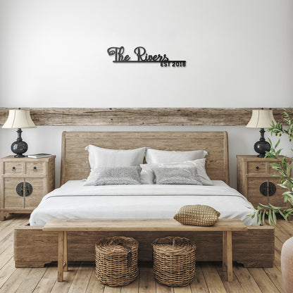 Personalized Script Metal Name Sign, Cursive Family Metal Wall Art