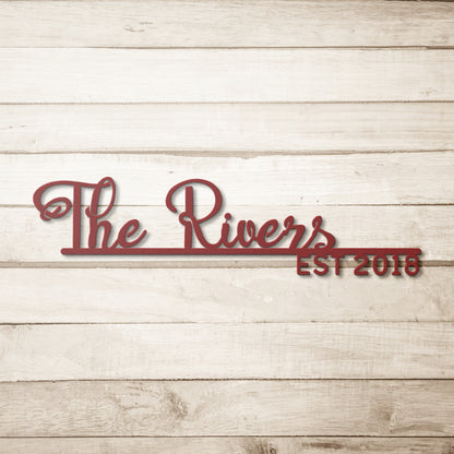 Personalized Script Metal Name Sign, Cursive Family Metal Wall Art