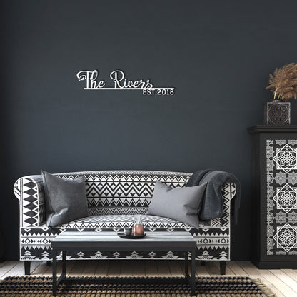 Personalized Script Metal Name Sign, Cursive Family Metal Wall Art