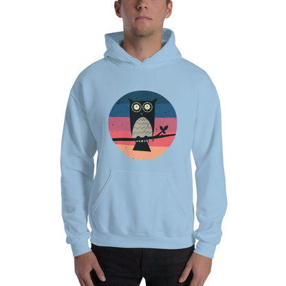 KingWood Sunset Owl Hoodie, Unisex in light blue